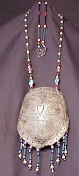 Turtle shell and bead necklace