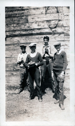 Pre-teen Tom Ross, Father, and Friends with Baseball Gear