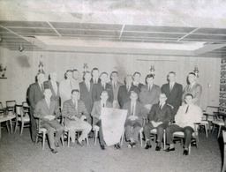 Blue Key Fraternity Installation and Initiation 1961, 1962: Large Group Photo With Banner