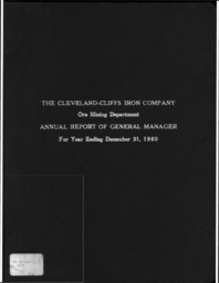 Cleveland-Cliffs Iron Company Mining Department Annual Report, 1960 (Part 1)