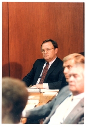 Closeup of James Appleberry in Meeting (Part of the NMU Historic Photographs Collection)