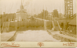 Downbound steamboat in Weitzel Lock