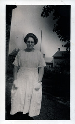 Woman in Light Striped Dress