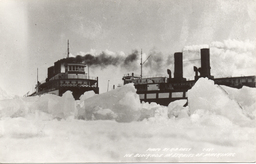 Ice-breaking car ferries in the Straits of Mackinac