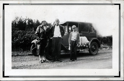 Young Tom Ross in Cap with Boy and Woman