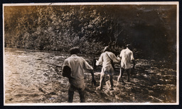 Three Men Crossing River