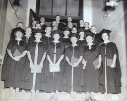 Master's Degree Recipients Summer 1960: Students Standing With Diplomas on Stairs