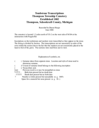 Thompson Township Cemetery Index Introduction