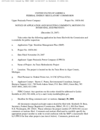 Au Train Hydroelectric Project Notice of Application and Soliciting Comments, Motions to Intervene, and Protests