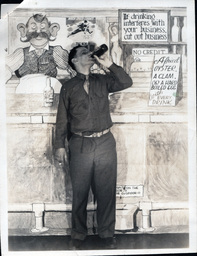 Soldier Drinking with Backdrop