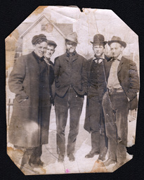 Five Men Posing Outside in Winter