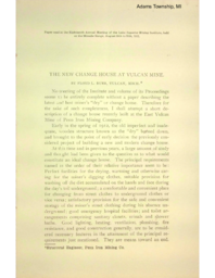 The Change House at the Vulcan Mine Read at the 18th Annual Meeting of the Lake Superior Mining Institute