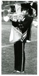 Closeup of Marching Band Member Playing Trumpet (Part of the NMU Historic Photographs Collection)