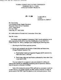 Authorization to Proceed with Construction: Silver Lake Correspondence