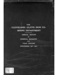 Cleveland-Cliffs Iron Company Mining Department Annual Report, 1917 (Part 1)