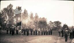 (003-004) Soldiers Standing in Line at Ontonagon Memorial Day Service