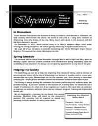 Ishpeming Area Historical Society Newsletter, Fall 2017