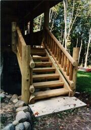 Staircase Built by Koski Log Homes