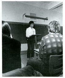 Student Giving Presentation to Class (Part of the NMU Historic Photographs Collection)