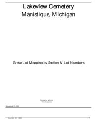 Lakeview Cemetery Index by Location (Manistique, Michigan, compiled by Jay Martin)