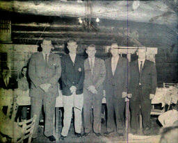 (134-01) APO Awards Dinner 1960: Five Men in a Line