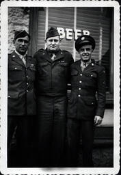 Tom Ross and Other Soldiers Outside of Restaurant (1 of 2)