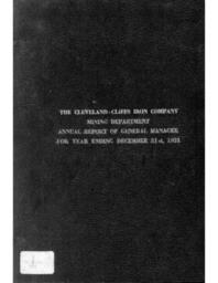 Cleveland-Cliffs Iron Company Mining Department Annual Report, 1931 (Part 1)