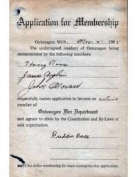 Tom "Buddie" Ross Ontonagon Fire Department Membership Application